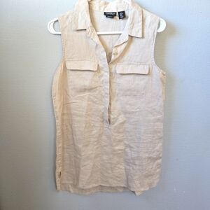 Jones & Co Small Linen Tan Button Tunic Tank